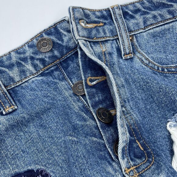 Hidden Jeans Mini Skirt Women XS Blue Floral Embroidery Distressed Denim Sexy - Picture 8 of 13